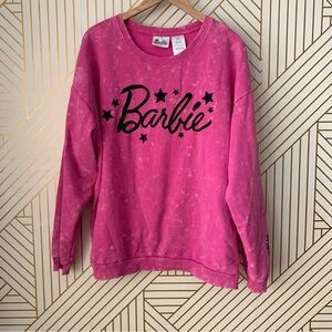 Barbie Oversized acid wash embroidered XXL Pink Sp Crewneck pullover Sweatshirt